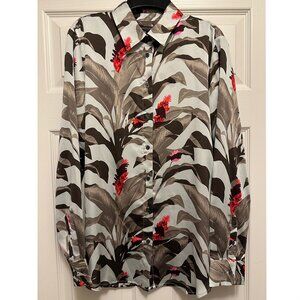 Banana Republic Women's Dillon Classic Fit Shirt, Size M, Leaf Floral Pattern